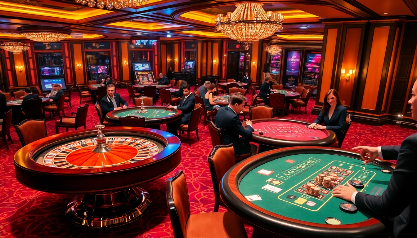 Experience the thrilling atmosphere of 32win com with players enjoying high-stakes poker and roulette.