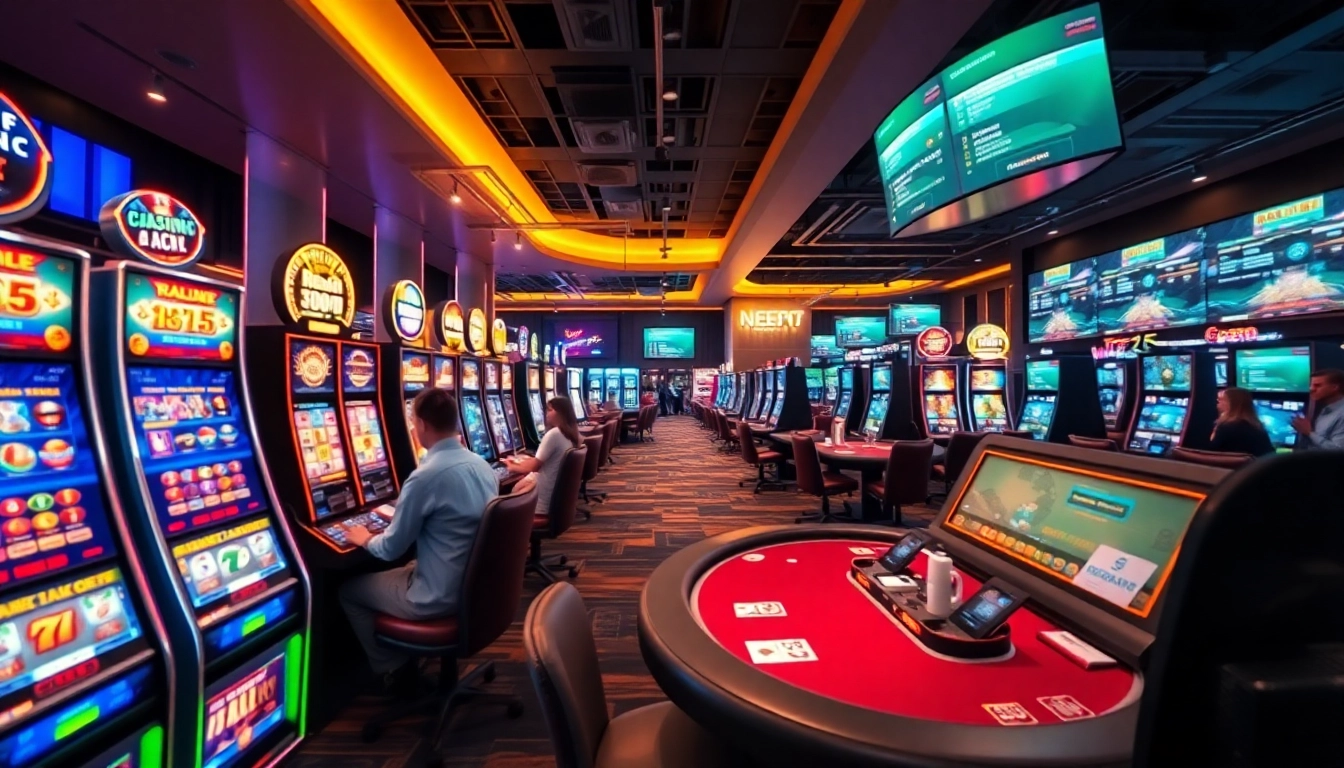 Engaging casino gaming experience at 123b.faith with vibrant lights and diverse games.