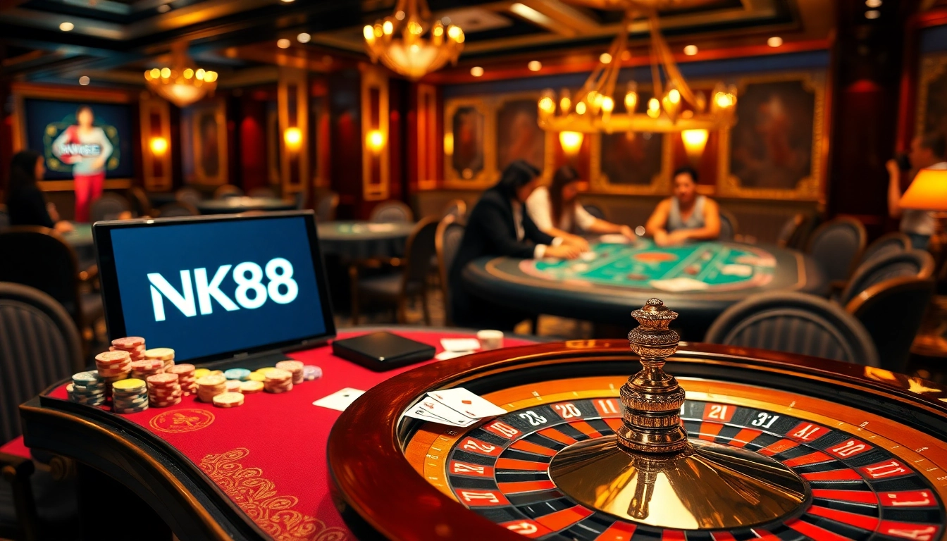 Experience the thrill of winning at NK88's vibrant casino gaming tables.
