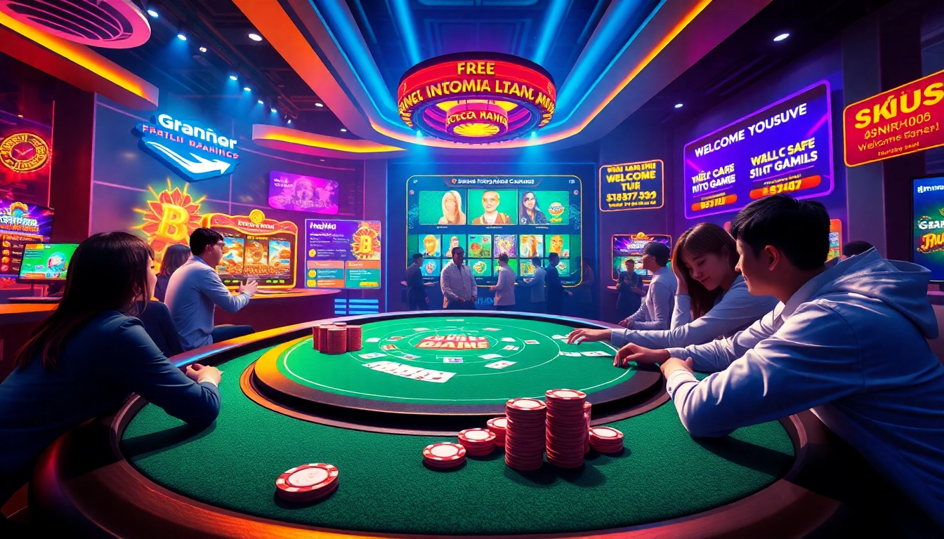 A dynamic online gaming scene featuring popular games from gamebaidoithuong.com.vc, showcasing vibrant colors and engaging player interactions.