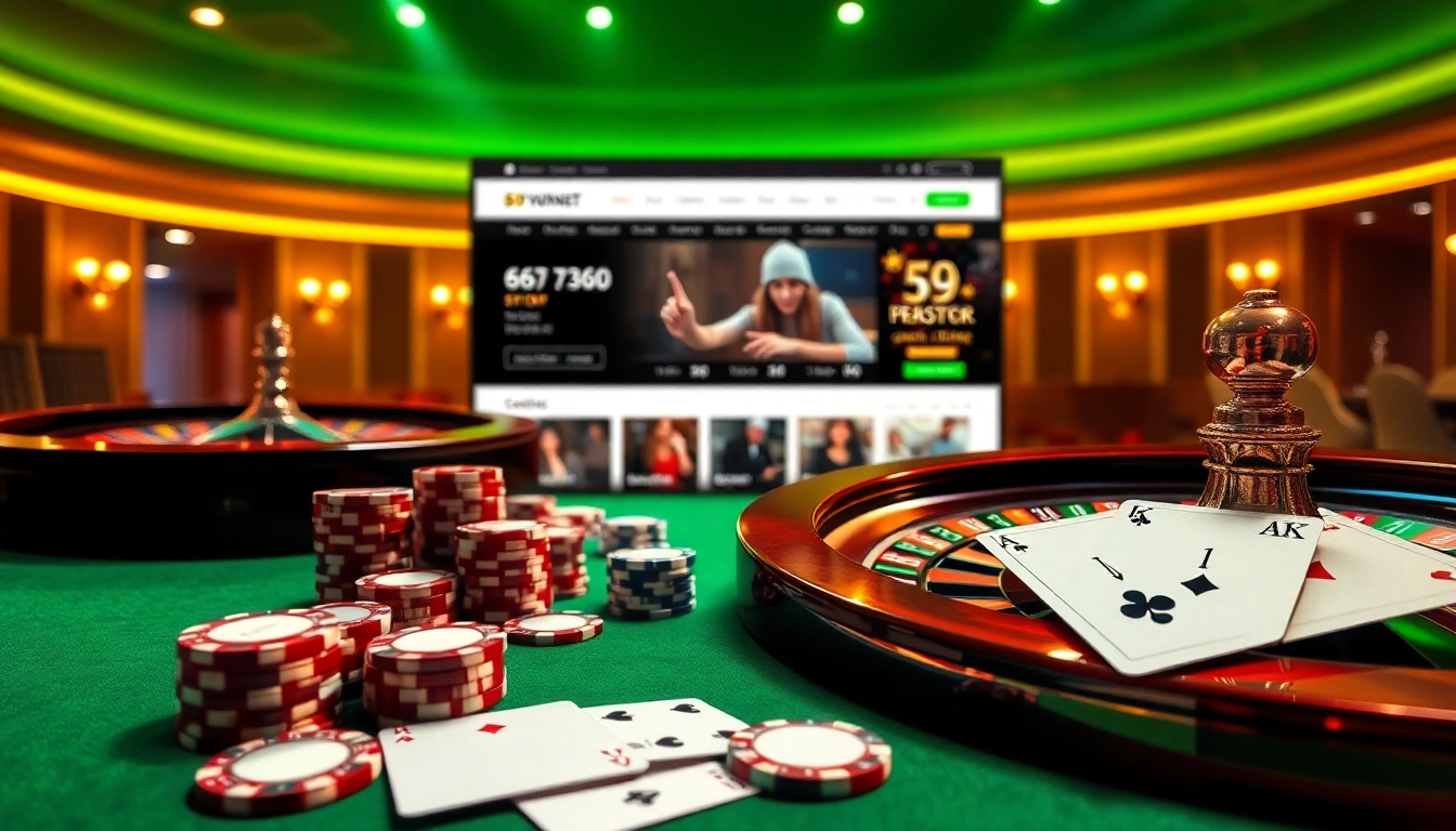 Exciting casino environment highlighting 69vn.gb.net with vibrant gaming elements and luxury ambiance.