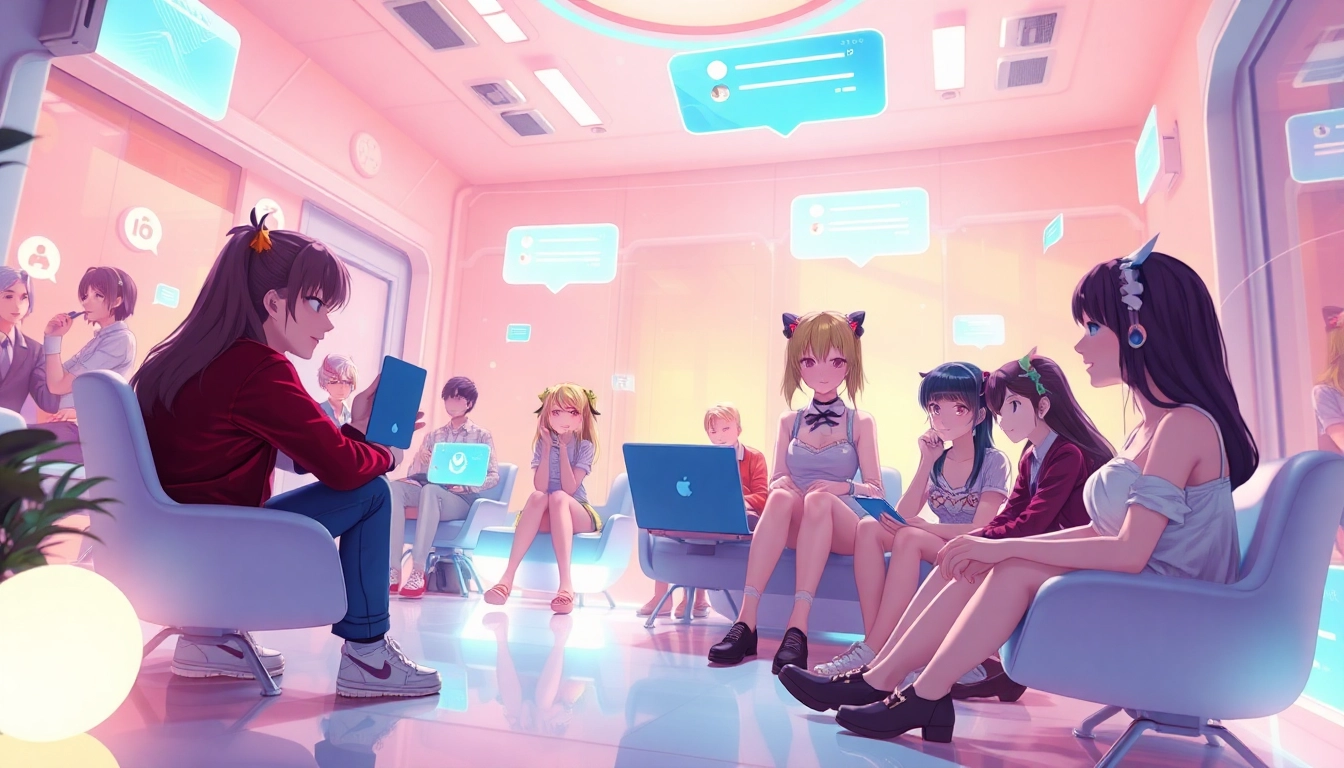 Engaging characters from character ai nsfw interact in a vibrant digital chat room.